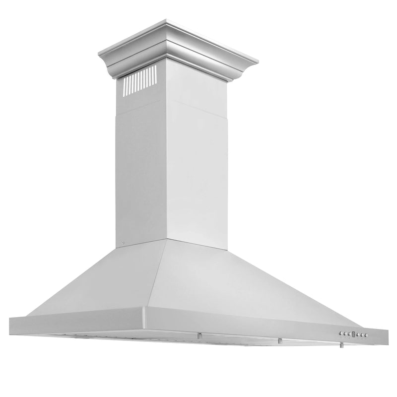 ZLINE 30-Inch Convertible Vent Wall Mount Range Hood in Stainless Steel with Crown Molding (KBCRN-30)