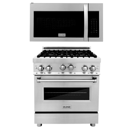 ZLINE 30 in. Dual Fuel Range & Over-the-Range Microwave Package - 2KP-RAOTR30