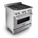 ZLINE Appliance Package - 30 in. Dual Fuel Range with DuraSnow® Door & 30 in. Range Hood - 2KP-RASNRH30