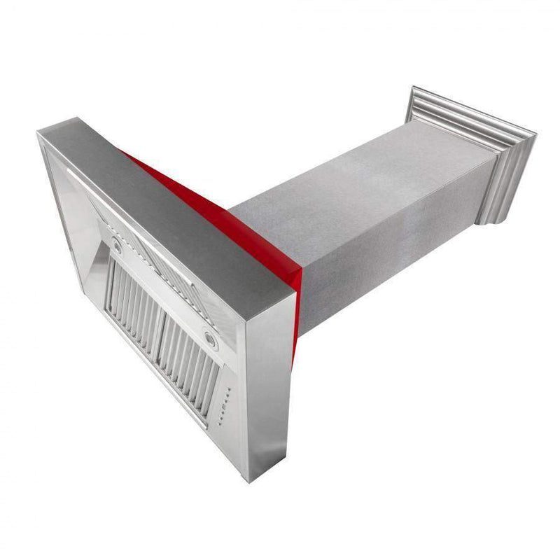 ZLINE 30-Inch Ducted DuraSnow Stainless Steel Wall Mount Range Hood with Red Gloss Shell (8654RG-30)