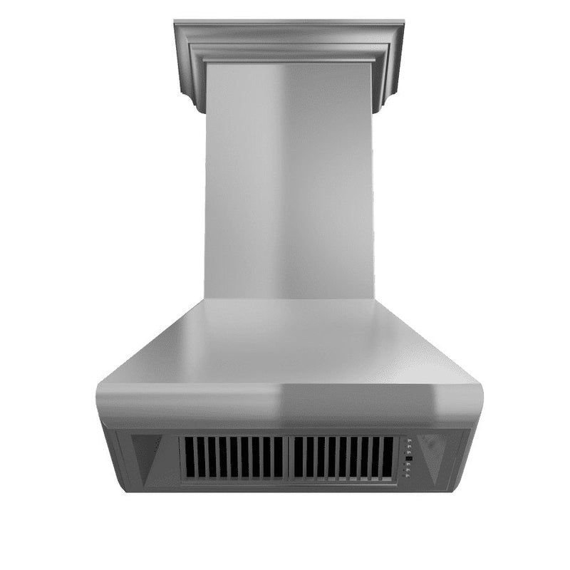 ZLINE 30-Inch Professional Convertible Vent Wall Mount Range Hood in Stainless Steel with Crown Molding (587CRN-30)