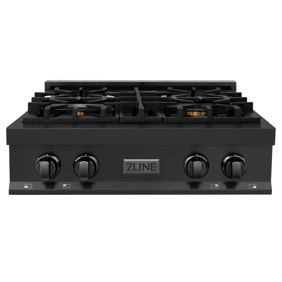 ZLINE 30" Porcelain Gas Stovetop in Black Stainless Steel with 4 Gas Brass Burners - RTB-BR-30