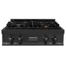 ZLINE 30" Porcelain Gas Stovetop in Black Stainless Steel with 4 Gas Brass Burners - RTB-BR-30