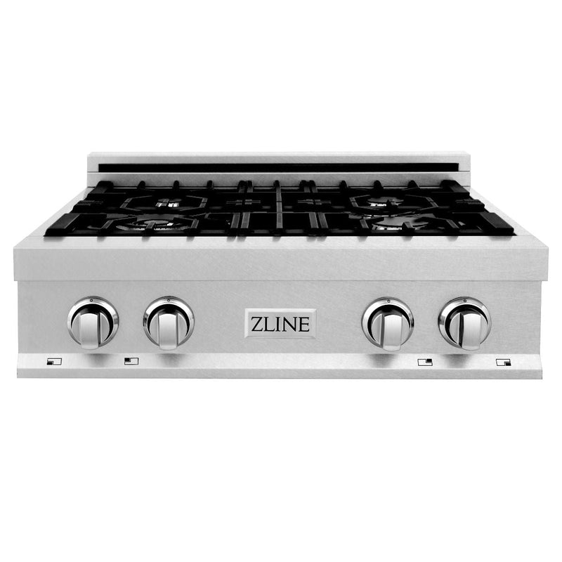 ZLINE 30-Inch Porcelain Gas Stovetop in DuraSnow® Stainless Steel with 4 Gas Burners (RTS-30)