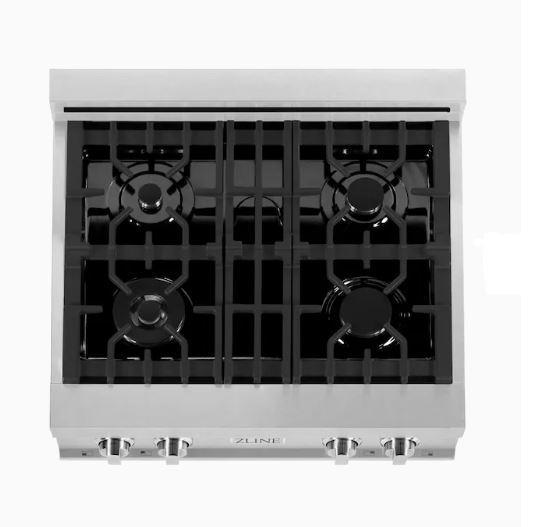 ZLINE 30" Porcelain Rangetop in DuraSnow Stainless Steel with 4 Gas Burners