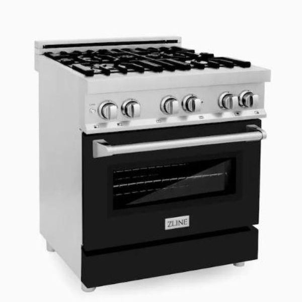 Zline 30 dual fuel range in Stainless Steel and Black