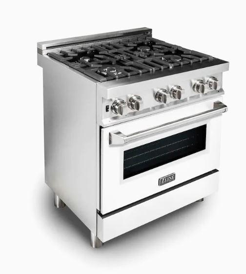 ZLINE 30" Professional Dual Fuel Range with Gas Stove and Electric Oven in Stainless Steel without background