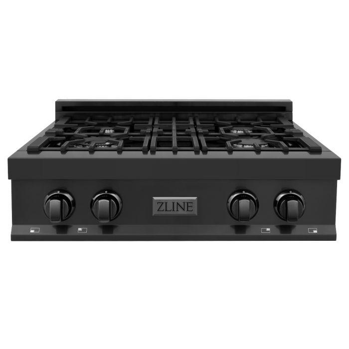 ZLINE 30-Inch Rangetop in Black Stainless Steel with 4 Gas Burners (RTB-30)