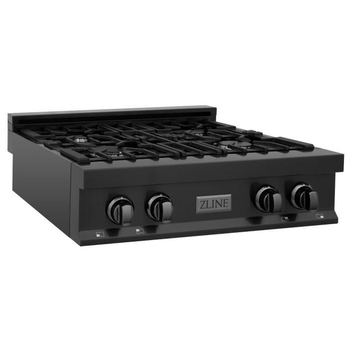 ZLINE 30-Inch Rangetop in Black Stainless Steel with 4 Gas Burners (RTB-30)