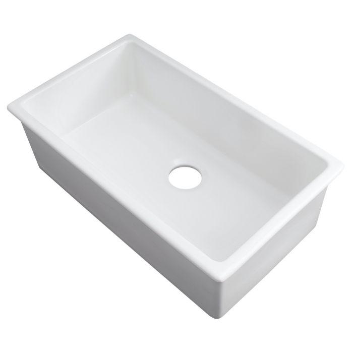 ZLINE 30-Inch Rome Dual Mount Single Bowl Fireclay Kitchen Sink with Bottom Grid in White Gloss (FRC5124-WH-30)