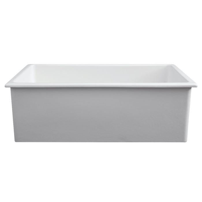 ZLINE 30-Inch Rome Dual Mount Single Bowl Fireclay Kitchen Sink with Bottom Grid in White Matte (FRC5124-WM-30)