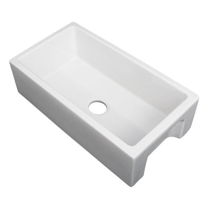 ZLINE 30-Inch Venice Farmhouse Apron Front Reversible Single Bowl Fireclay Kitchen Sink with Bottom Grid in White Gloss (FRC5119-WH-30)