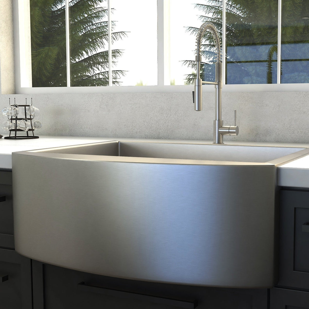 ZLINE 30" Zermatt Farmhouse Apron Mount Single Bowl Kitchen Sink with Bottom Grid