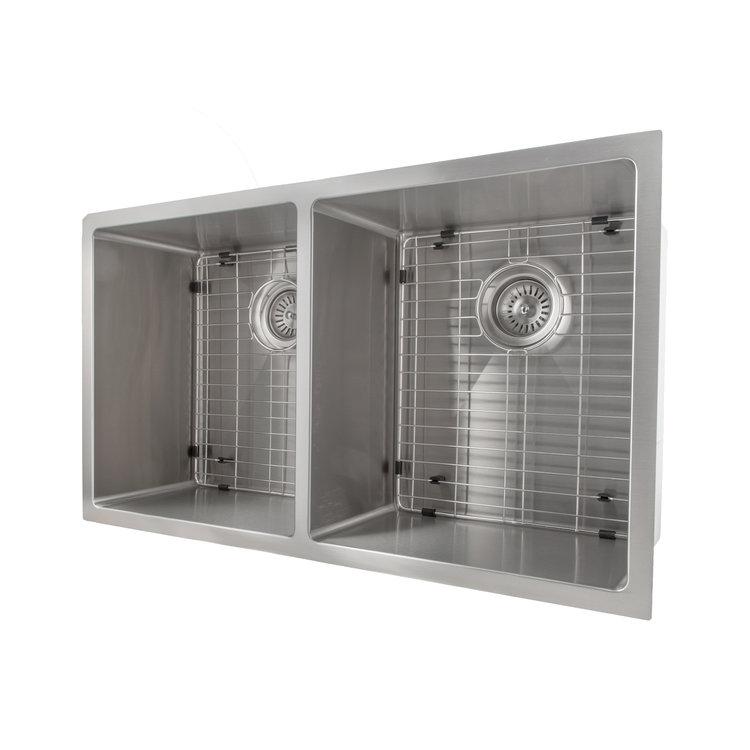 ZLINE 33" Anton Undermount Double Bowl Kitchen Sink with Bottom Grid