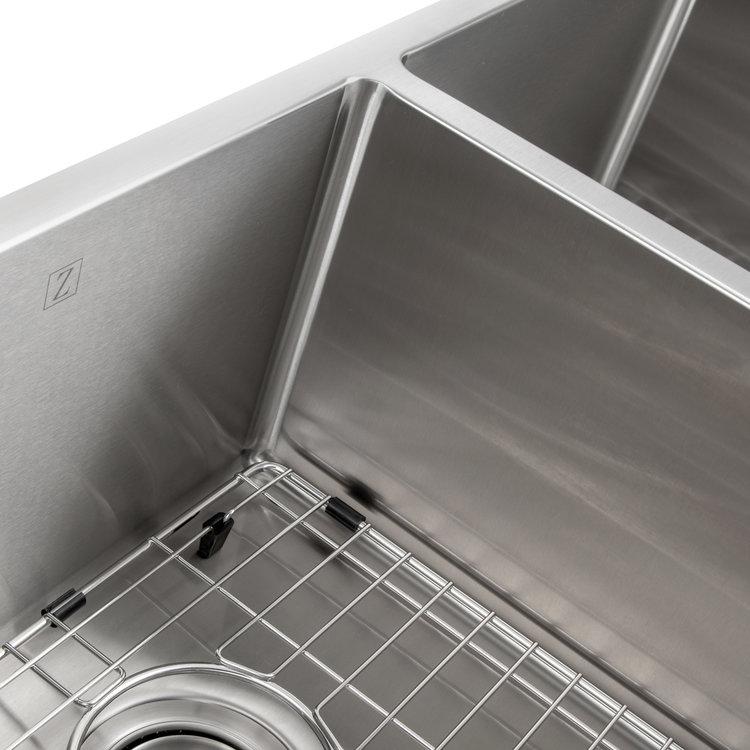 ZLINE 33" Anton Undermount Double Bowl Kitchen Sink with Bottom Grid