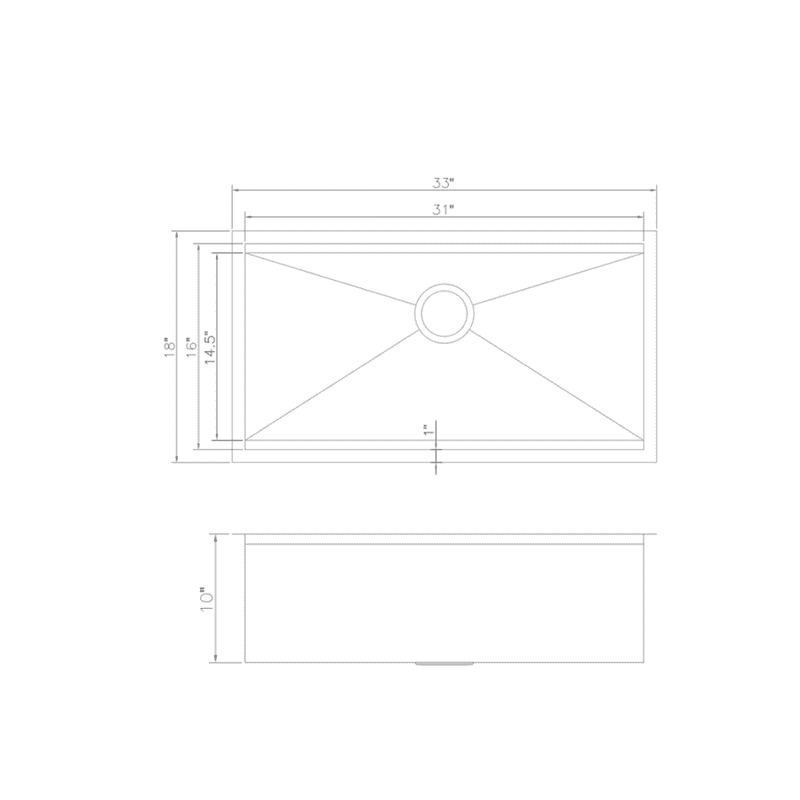 ZLINE 33-Inch Garmisch Undermount Single Bowl Stainless Steel Kitchen Sink with Bottom Grid and Accessories (SLS-33)
