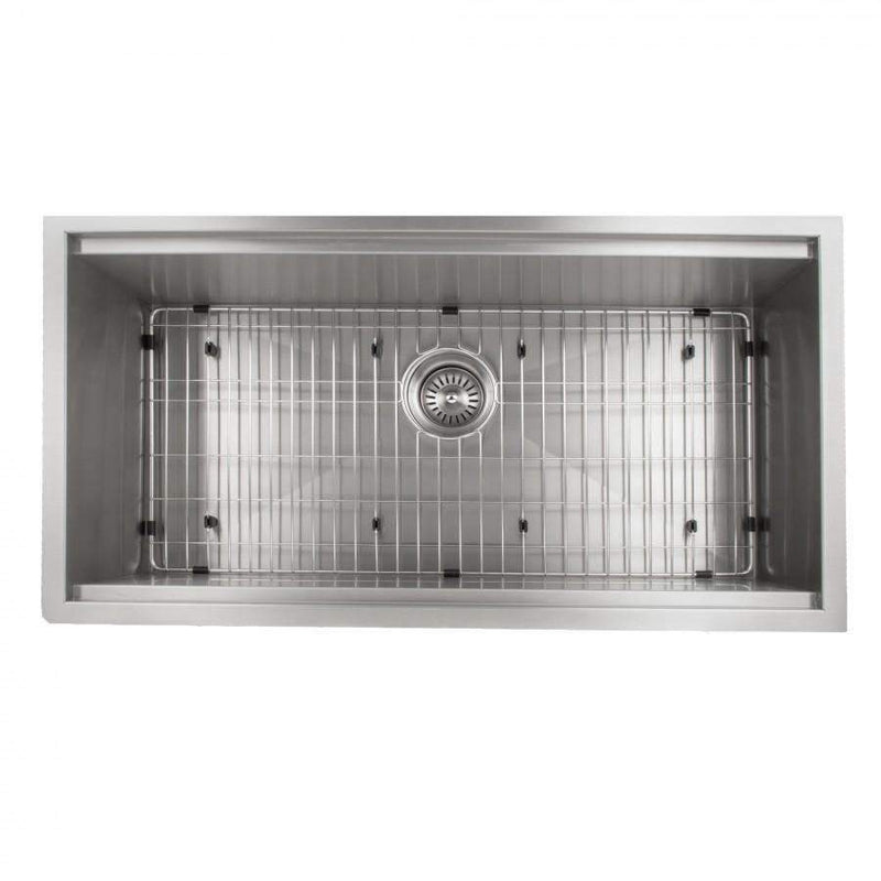 ZLINE 33-Inch Garmisch Undermount Single Bowl Stainless Steel Kitchen Sink with Bottom Grid and Accessories (SLS-33)