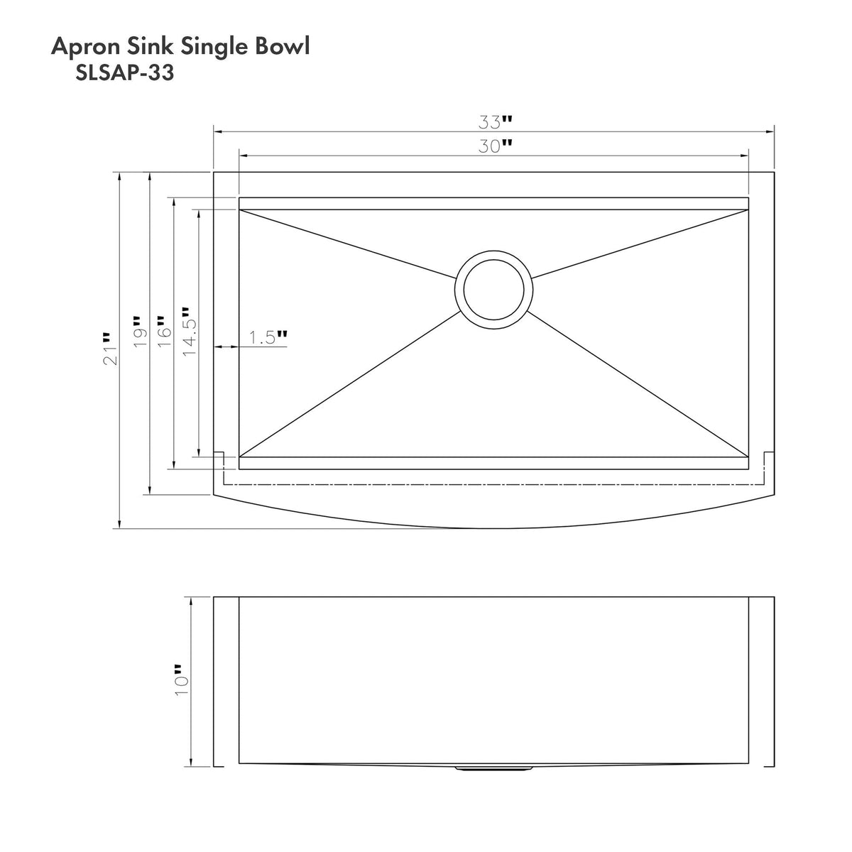 ZLINE 33" Moritz Farmhouse Apron Mount Single Bowl Kitchen Sink with Bottom Grid and Accessories