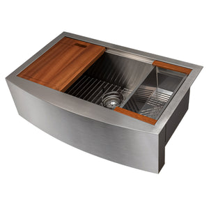 ZLINE 33" Moritz Farmhouse Apron Mount Single Bowl Kitchen Sink with Bottom Grid and Accessories