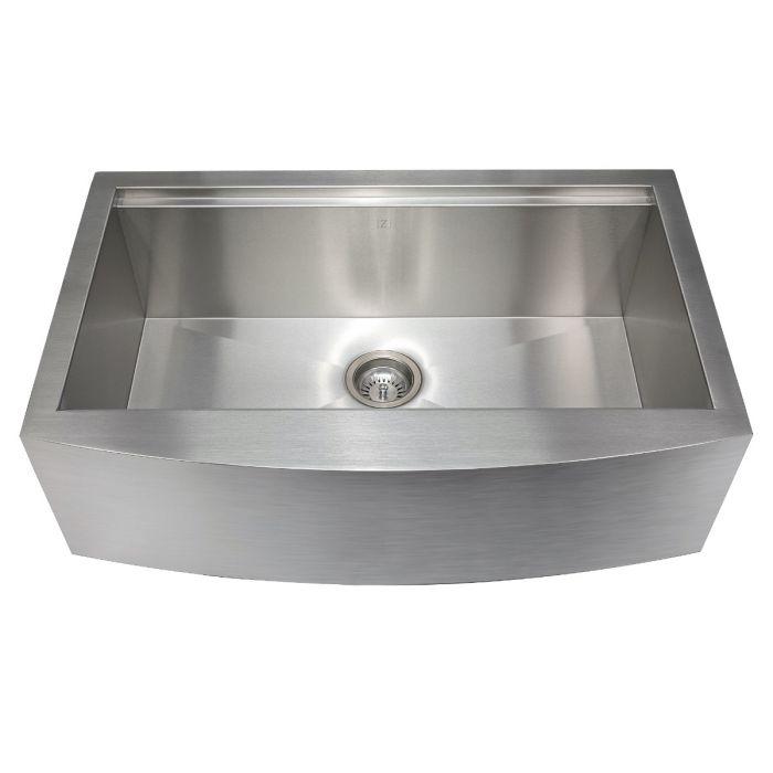 ZLINE 33-Inch Moritz Farmhouse Apron Mount Single Bowl Stainless Steel Kitchen Sink with Bottom Grid and Accessories (SLSAP-33)