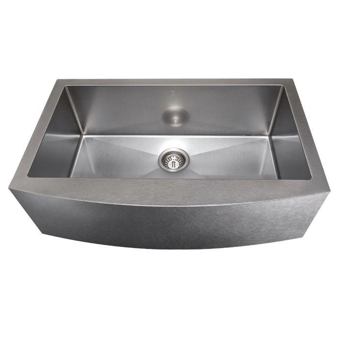 ZLINE 33-Inch Vail Farmhouse Apron Mount Single Bowl Fingerprint Resistant Stainless Steel Kitchen Sink with Bottom Grid (SAS-33S)