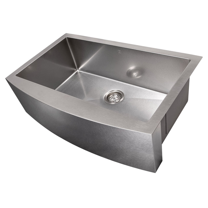 ZLINE 33" Vail Farmhouse Apron Mount Single Bowl Kitchen Sink with Bottom Grid 