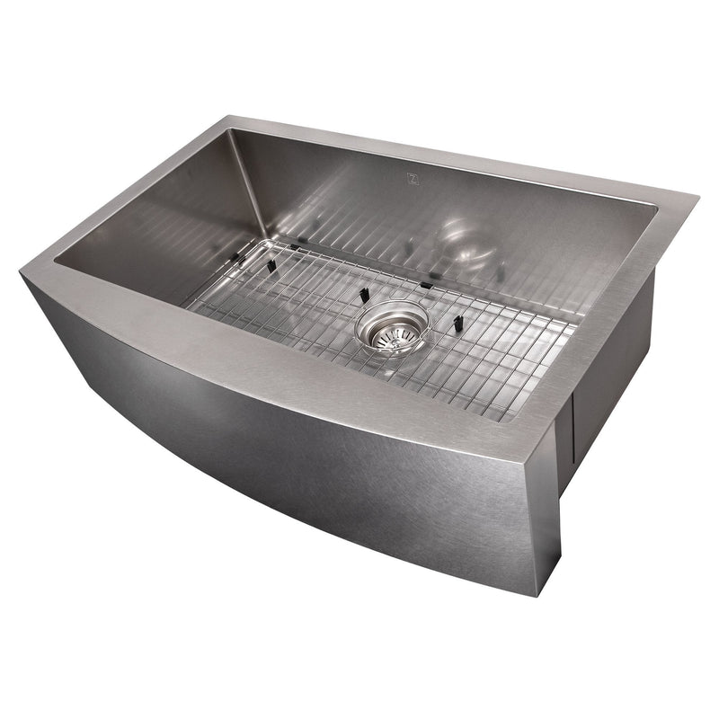ZLINE 33" Vail Farmhouse Apron Mount Single Bowl Kitchen Sink with Bottom Grid 