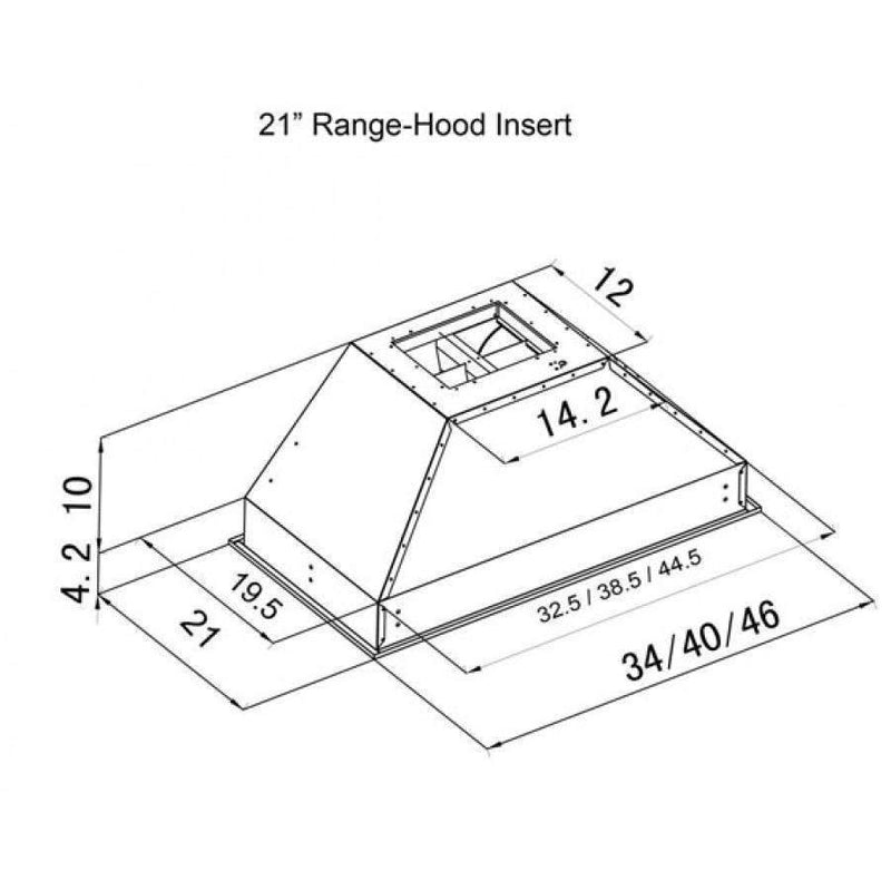 ZLINE 34-Inch Range Hood Insert in Stainless Steel with 700 CFM Motor - 21-Inch Depth (721-34)