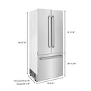 ZLINE 36" 19.6 cu. ft. Built-In 3-Door French Door Refrigerator with Internal Water and Ice Dispenser in Stainless Steel RBIV-304-36