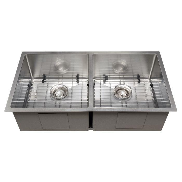 ZLINE 36-Inch Anton Undermount Double Bowl Fingerprint Resistant Stainless Steel Kitchen Sink with Bottom Grid (SR50D-36S)