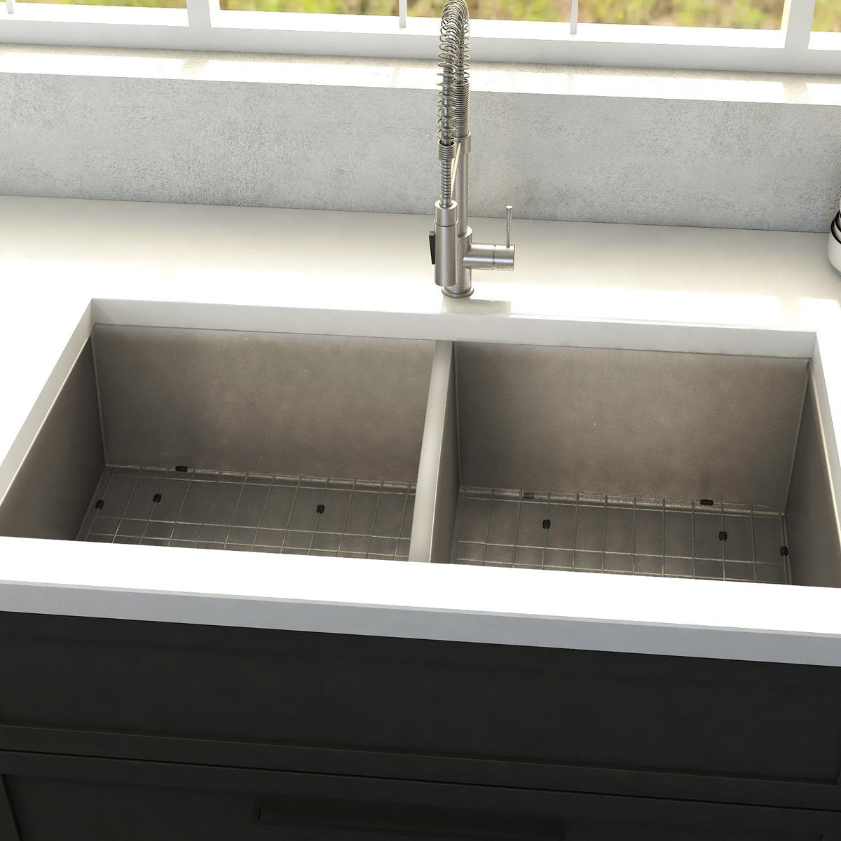 ZLINE 36" Anton Undermount Double Bowl Kitchen Sink with Bottom Grid