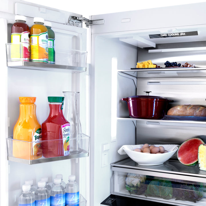 ZLINE 36" Autograph Edition 19.6 cu. ft. Built-in 2-Door Bottom Freezer Refrigerator with Internal Water and Ice Dispenser in Stainless Steel with Accents RBIVZ-304-36