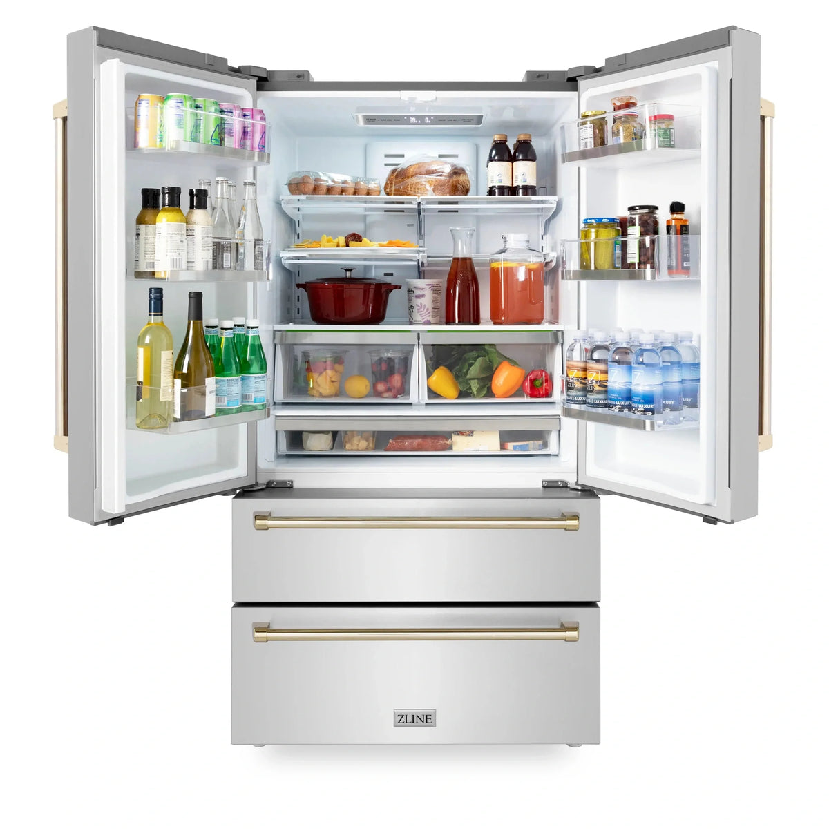 ZLINE 36" Autograph Edition 22.5 cu. ft Freestanding French Door Refrigerator with Ice Maker in Fingerprint Resistant Stainless Steel