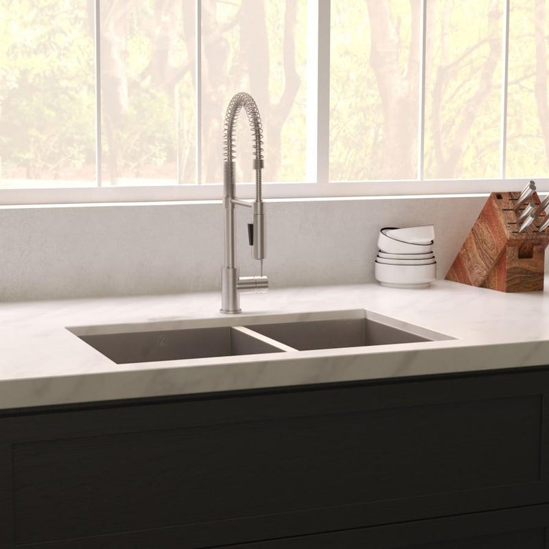 ZLINE 36-Inch Chamonix Undermount Double Bowl Fingerprint Resistant Stainless Steel Kitchen Sink with Bottom Grid (SR60D-36S)