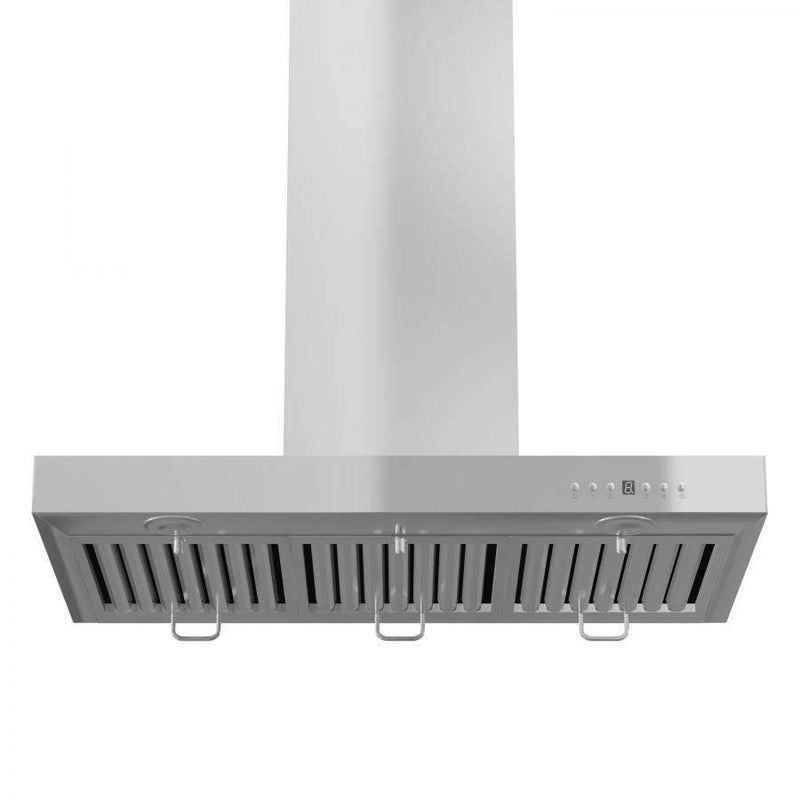 ZLINE 36-Inch Convertible Vent Wall Mount Range Hood in Stainless Steel with Crown Molding (KECRN-36)