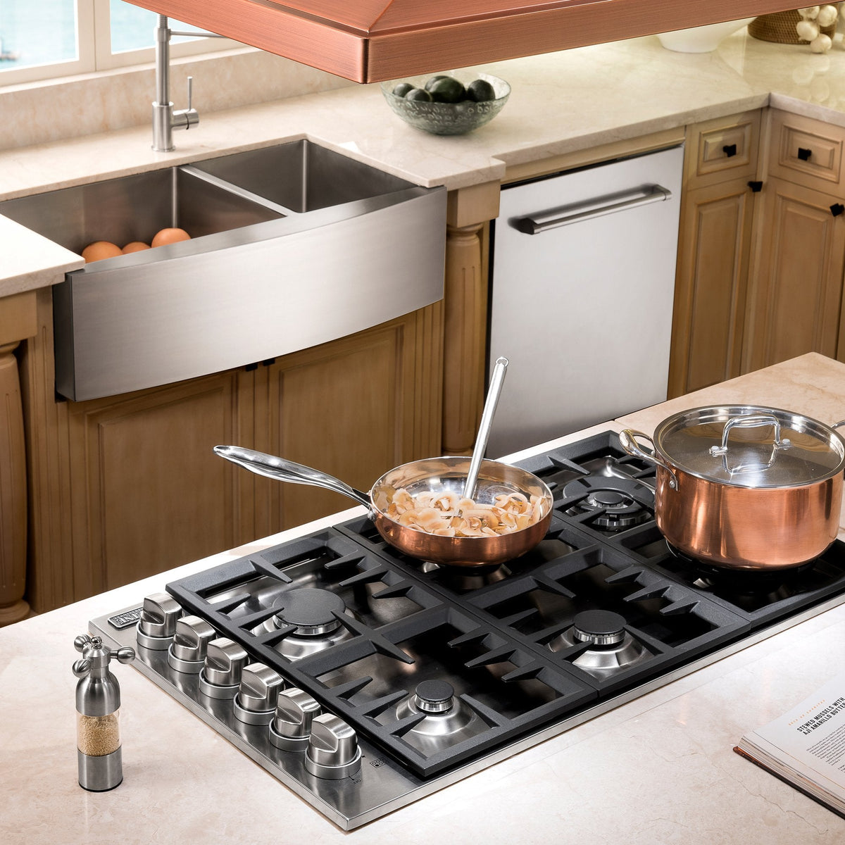 ZLINE 36" Courchevel Farmhouse Apron Mount Double Bowl Kitchen Sink with Bottom Grid 