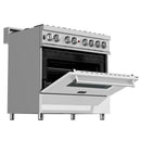 ZLINE Appliance Package - 36" Dual Fuel Range in DuraSnow® with White Matte Door & 36" Range Hood Package - 2KP-RASWMRH36