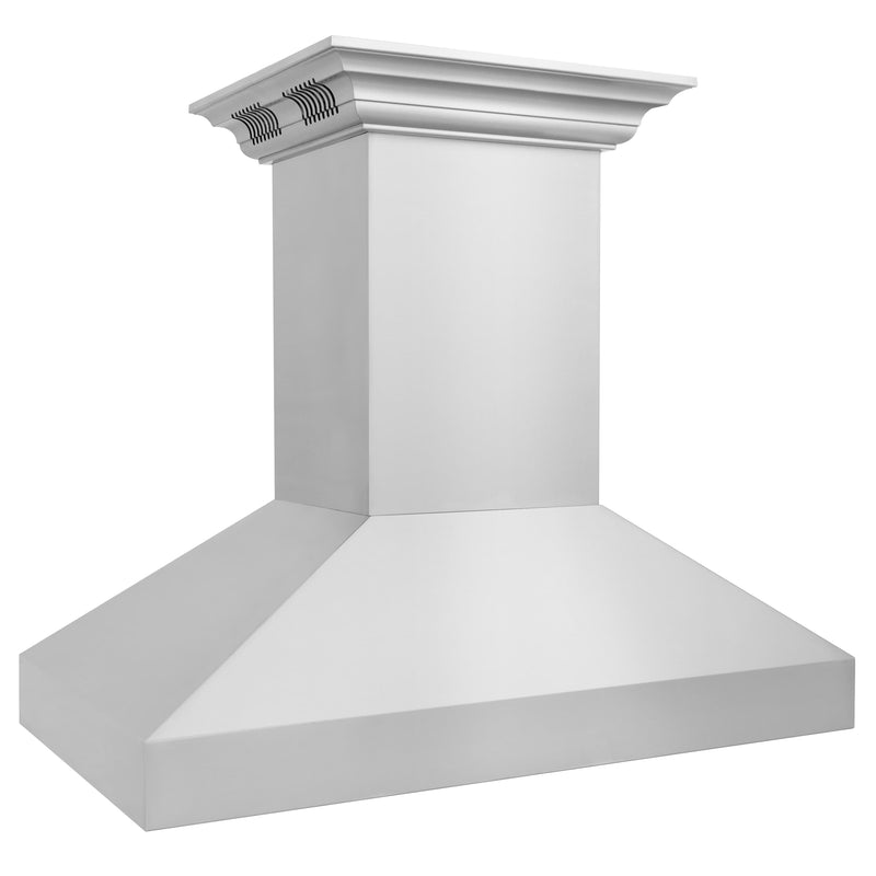 ZLINE 36-Inch Ducted Vent Island Mount Range Hood in Stainless Steel with Built-in CrownSoundBluetooth Speakers (597iCRN-BT-36)