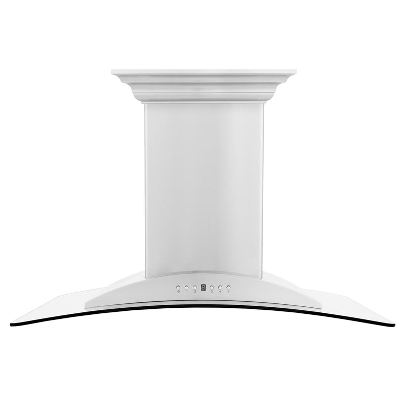 ZLINE 36-Inch Ducted Vent Island Mount Range Hood in Stainless Steel with Built-in CrownSoundBluetooth Speakers (GL9iCRN-BT-36)