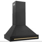 ZLINE 36 In. Autograph Edition Black Stainless Steel Range Hood with Champagne Bronze Handle, BS655Z-36-CB