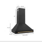 ZLINE 36 In. Autograph Edition Black Stainless Steel Range Hood with Champagne Bronze Handle, BS655Z-36-CB