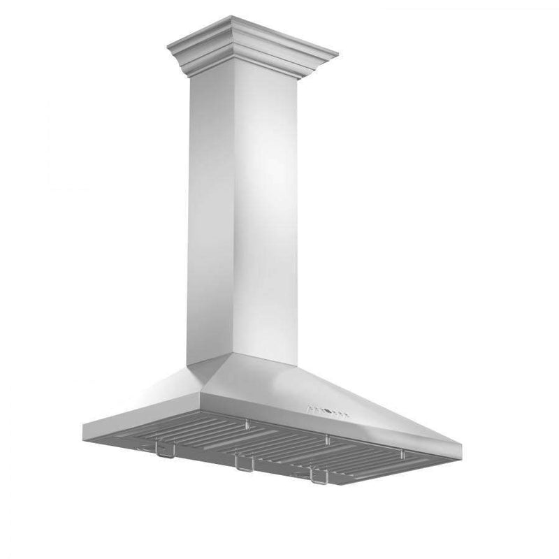 ZLINE 36-Inch Convertible Vent Wall Mount Range Hood in Stainless Steel with Crown Molding (KL2CRN-36)