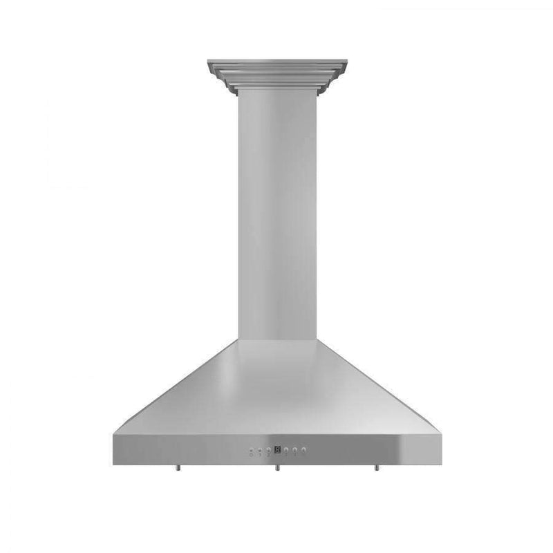 ZLINE 36-Inch Convertible Vent Wall Mount Range Hood in Stainless Steel with Crown Molding (KL3CRN-36)