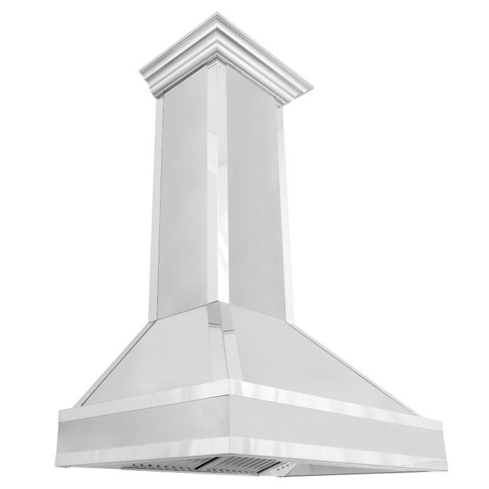 ZLINE 36-Inch Designer Series Ducted Wall Mount Range Hood in DuraSnow Stainless Steel with Mirror Accents (655MR-36)