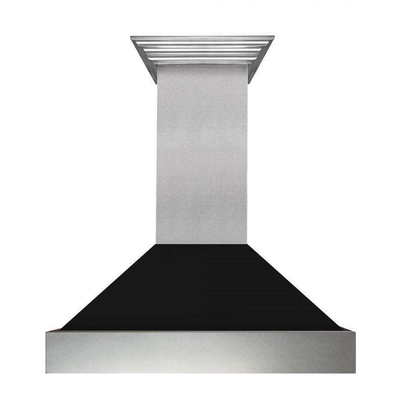 ZLINE 36-Inch Ducted DuraSnow Stainless Steel Wall Mount Range Hood with Black Matte Shell (8654BLM-36)