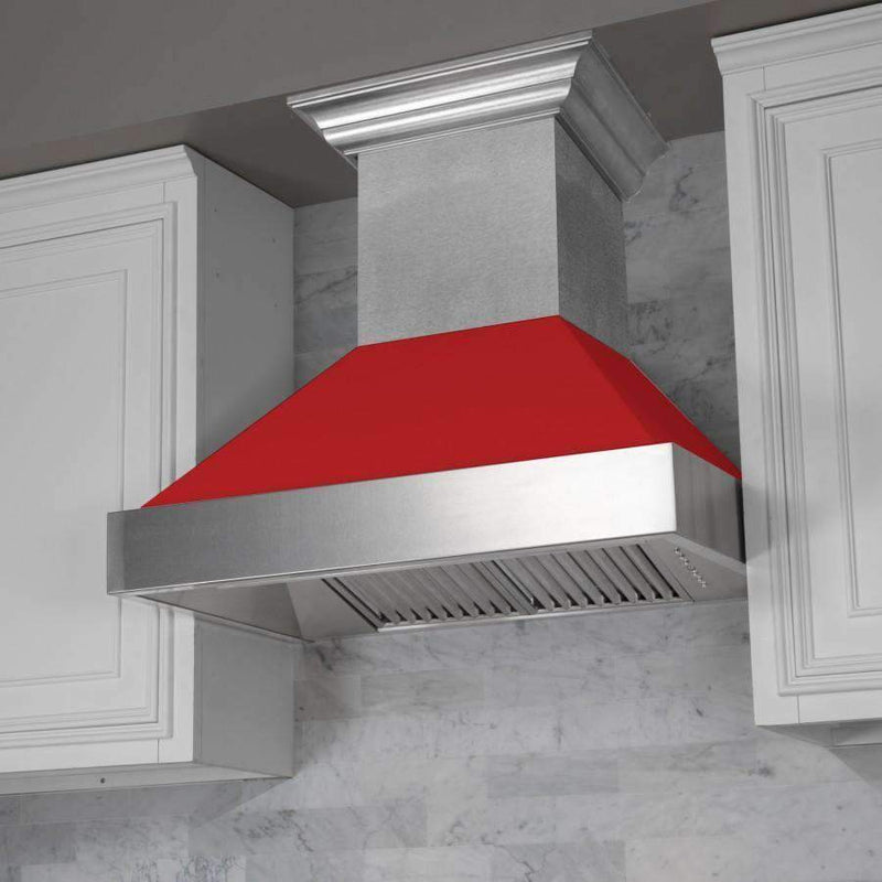 ZLINE 36-Inch Ducted DuraSnow Stainless Steel Wall Mount Range Hood with Red Matte Shell (8654RM-36)