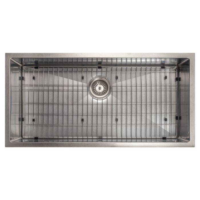 ZLINE 36-Inch Meribel Undermount Single Bowl Fingerprint Resistant Stainless Steel Kitchen Sink with Bottom Grid (SRS-36S)