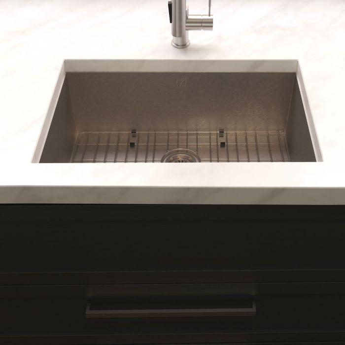 ZLINE 36-Inch Meribel Undermount Single Bowl Fingerprint Resistant Stainless Steel Kitchen Sink with Bottom Grid (SRS-36S)