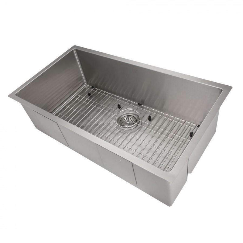 ZLINE 36-Inch Meribel Undermount Single Bowl Stainless Steel Kitchen Sink with Bottom Grid (SRS-36)