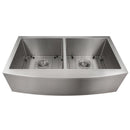 ZLINE 36" Niseko Farmhouse Apron Mount Double Bowl Kitchen Sink with Bottom Grid 